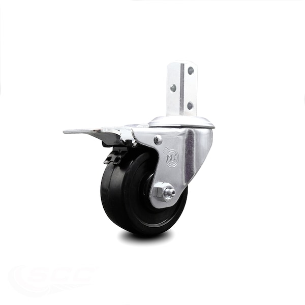 3.5 Inch Soft Rubber Swivel 7/8 Inch Square Stem Caster with Total Lock Brake